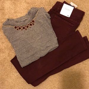 NWT Burgundy Denim Jeans Skinny Jeans Stretch Sz 6